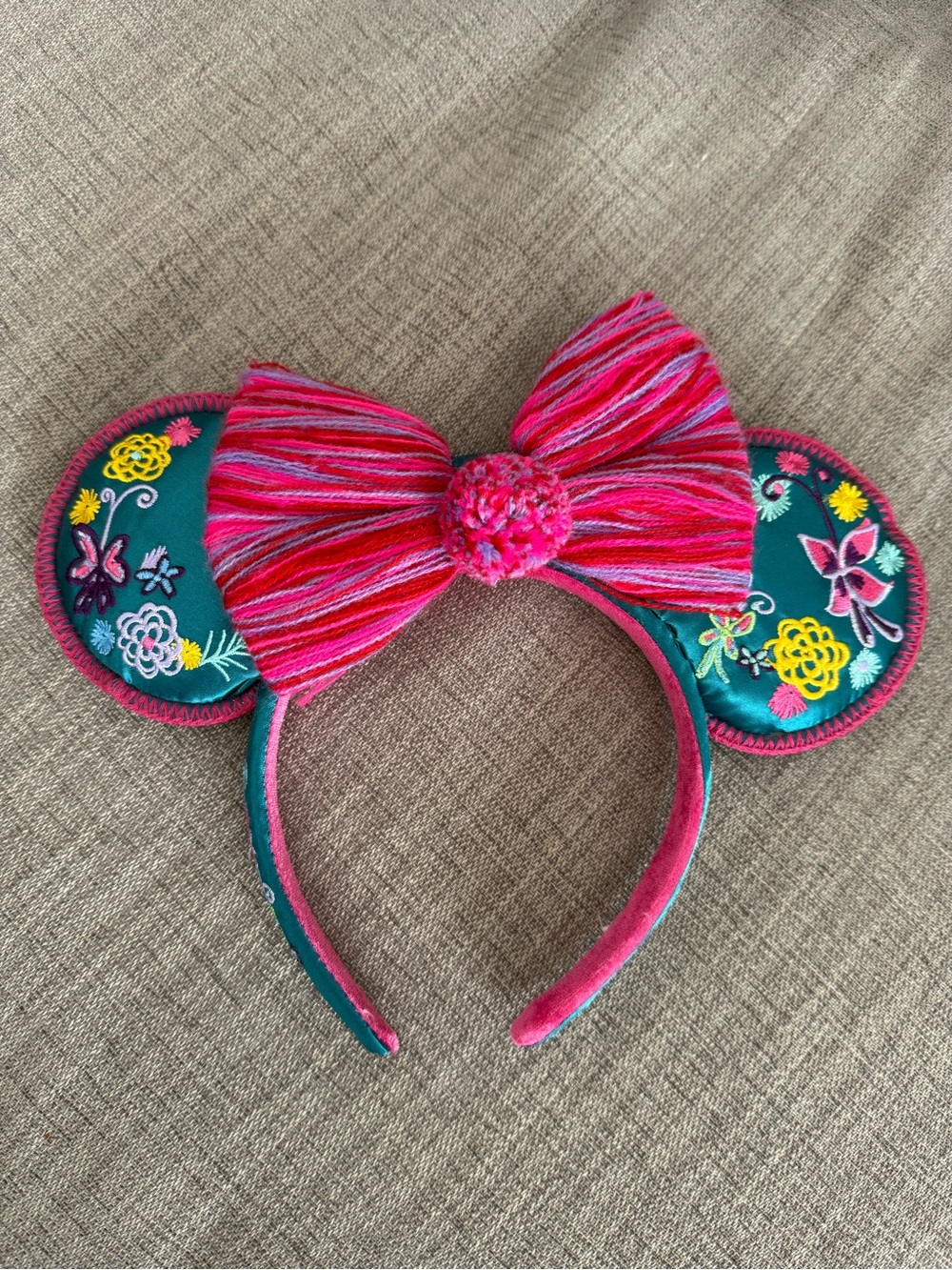 Disney Parks Encanto Embroidered Pink & Teal Mouse Ear Headband